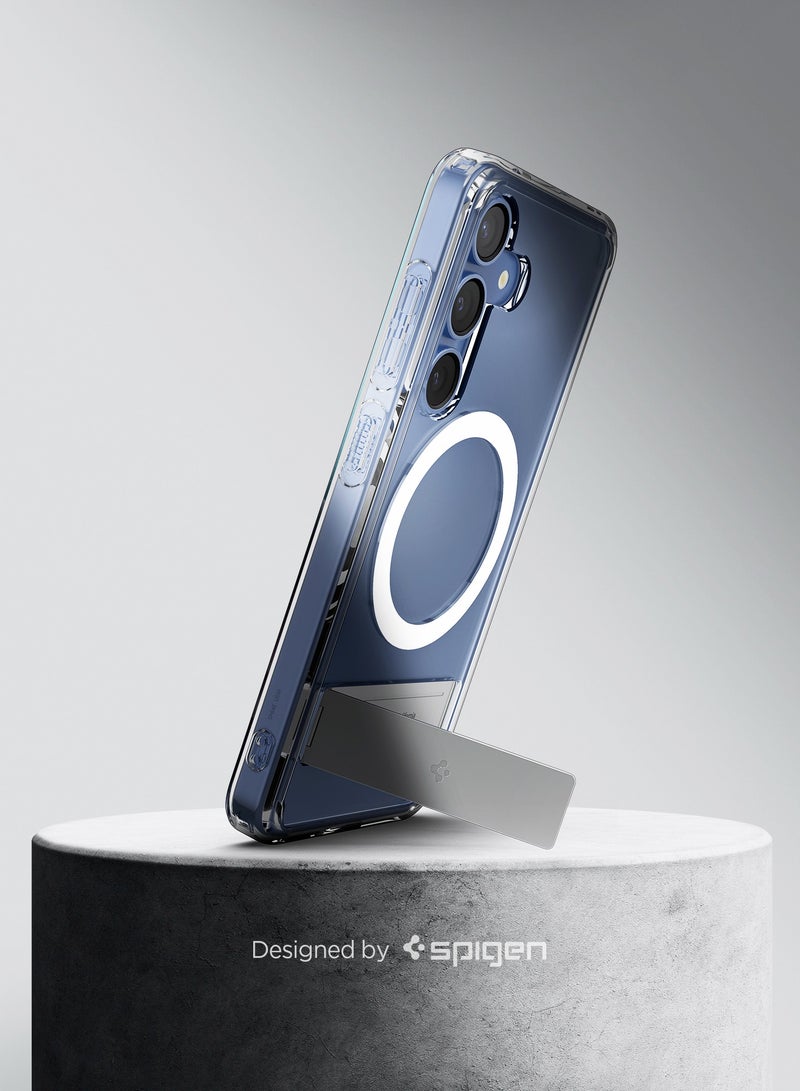 Spigen Ultra Hybrid S MagFit Samsung Galaxy S25 Case Cover MagSafe with Kickstand - Clear White - Image 3