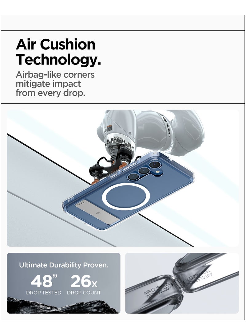 Spigen Ultra Hybrid S MagFit Samsung Galaxy S25 Case Cover MagSafe with Kickstand - Clear White - Image 5