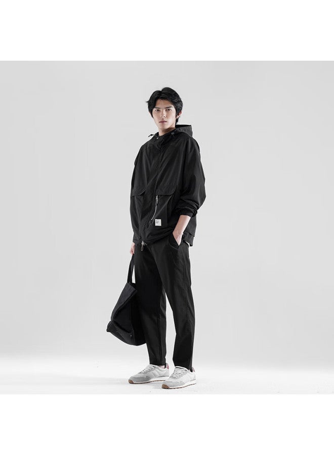 Markless Autumn And Winter Casual Pants For Men, Smooth Lycra, Versatile, Comfortable, Loose Straight-leg Trousers 4812, Black, Size 36 - Image 2