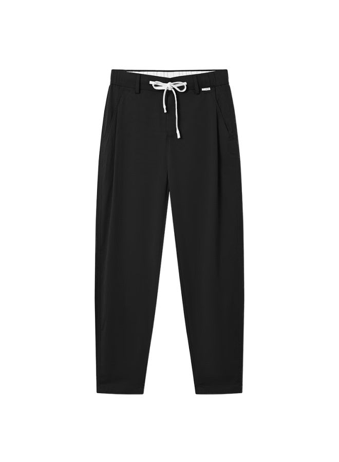 Markless Autumn And Winter Casual Pants For Men, Smooth Lycra, Versatile, Comfortable, Loose Straight-leg Trousers 4812, Black, Size 36 - Image 4
