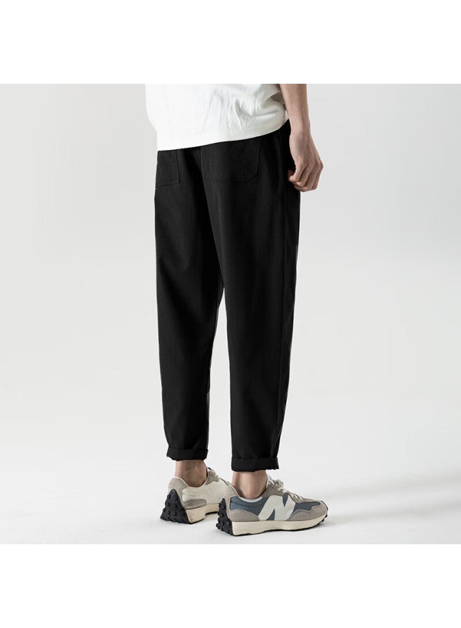 Markless Autumn And Winter Casual Pants For Men, Smooth Lycra, Versatile, Comfortable, Loose Straight-leg Trousers 4812, Black, Size 36 - Image 3