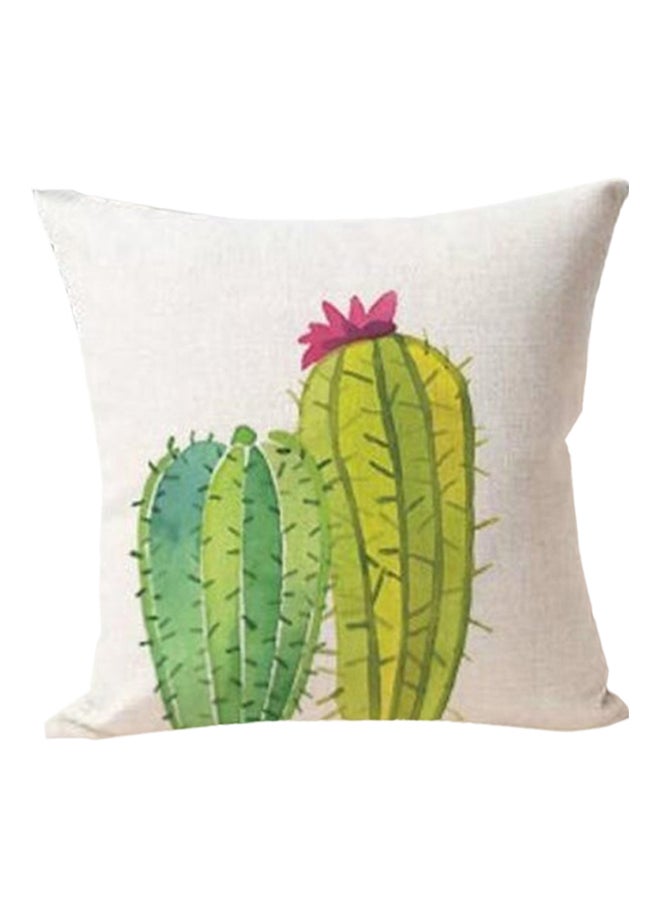 Succulent Potted Print Pillow Cover White/Green 45x45cm