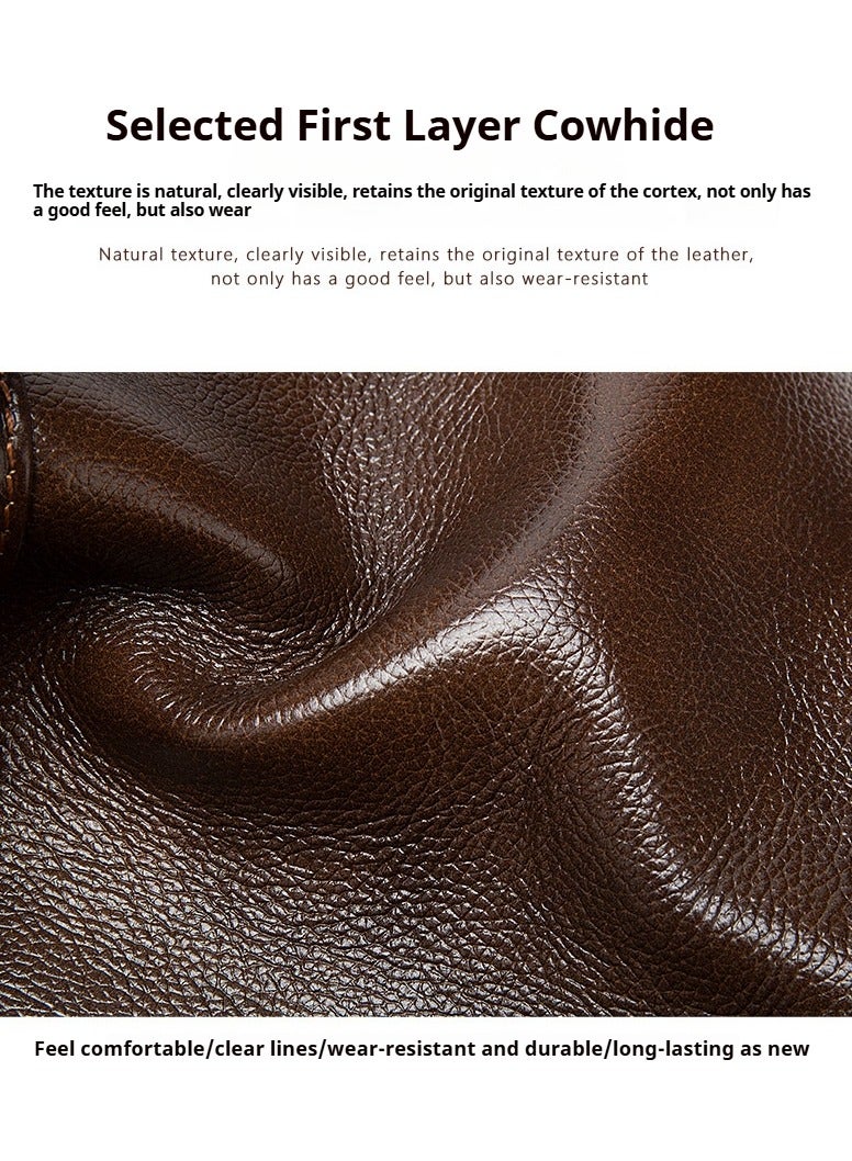 Men's leather briefcase, business shoulder bag, large capacity computer bag 14 inches  - Image 4