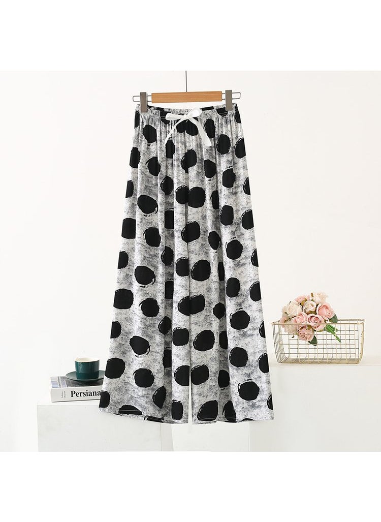 Generic Summer Cotton Womens Casual Pants 2024 K06-Black Wave Dot 