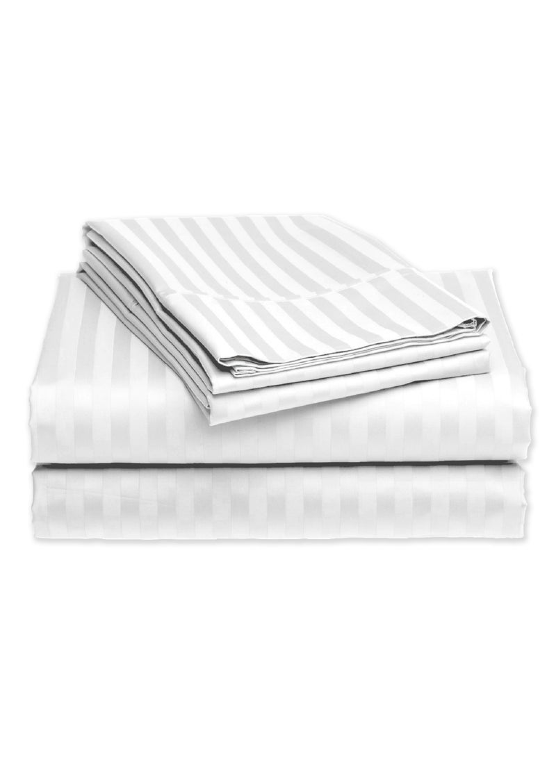 Ocra Stripe Satin Duvet Cover Set 3 pieces white - Image 2