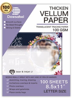 Generic Dowsabel Translucent Vellum Paper   68LBS 8.5 x 11 inches Printable Vellums for Card Overlays Invitations Belly Bands Envelope Lantern 50 Sheets  - Image 1