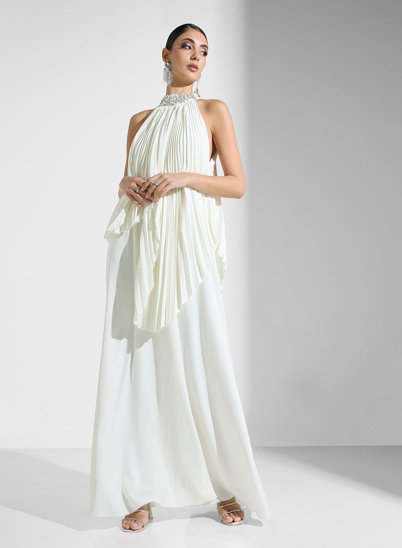 Namshi x Pleated Halter Gown - Image 1