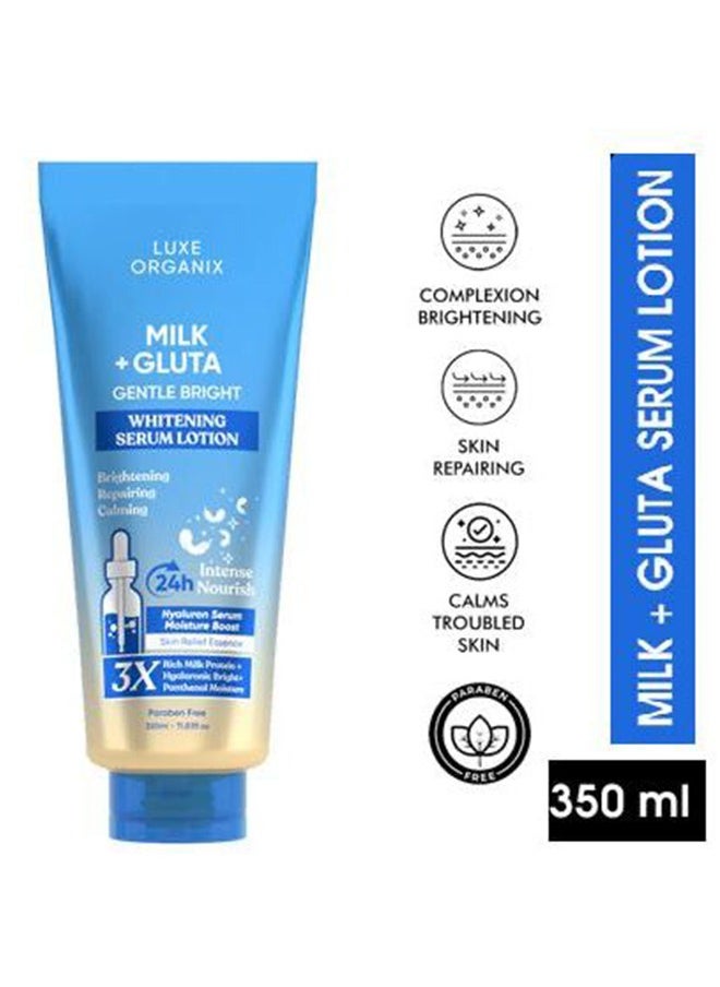 LUXE ORGANIX Milk + Gluta Gentle Bright Whitening Serum Lotion 350ml 
