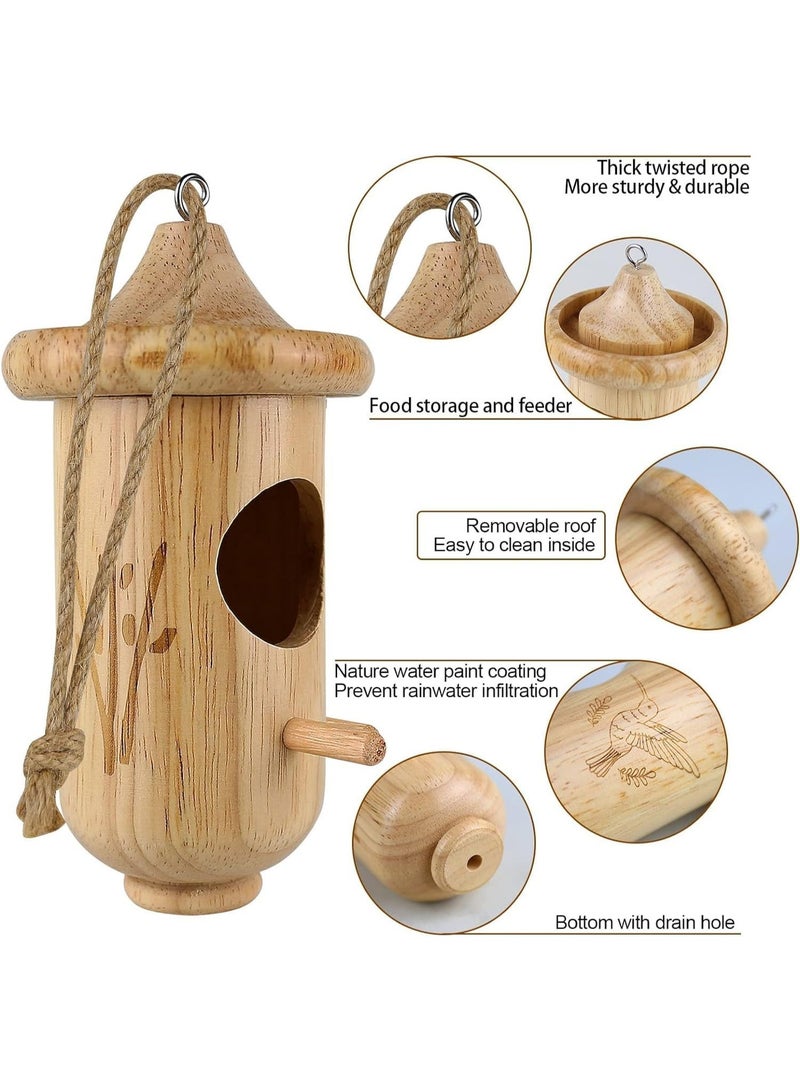 CMGTYYD Hummingbird House for Outside Hanging, Wooden Hummingbird Gifts Nest 3 Pack with Hemp Ropes, Gardening Gifts Humming Bird Houses Home Decoration - Image 5