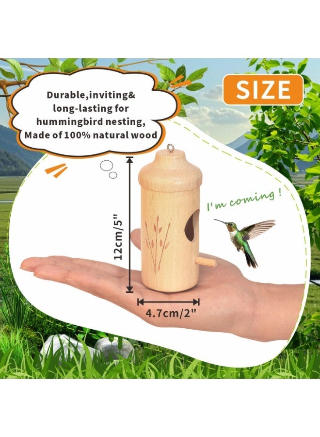 CMGTYYD Hummingbird House for Outside Hanging, Wooden Hummingbird Gifts Nest 3 Pack with Hemp Ropes, Gardening Gifts Humming Bird Houses Home Decoration - Image 4
