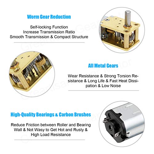 Greartisan DC 12V 27RPM Worm N20 High Torque Speed Reduction Motor with Metal Gearbox Motor for DIY RC Toys - Image 3