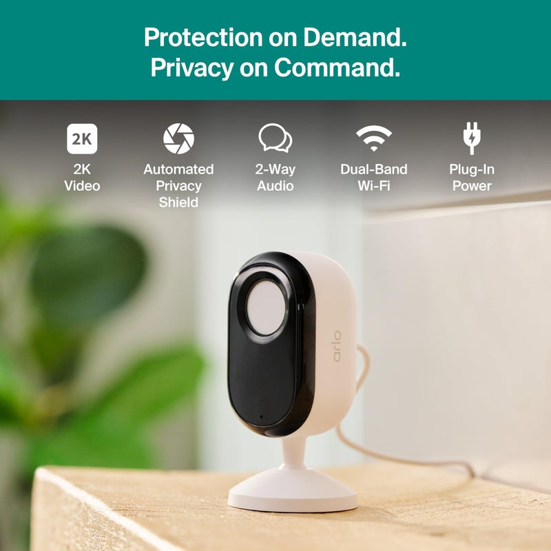Arlo Essential Indoor Security Camera 2K (3rd Gen, 2025 Release) - Wired Plug-in Power, Person Recognition, Animal Detection, 1-Month Trial of Secure Plan, Automated Privacy Shield, 1 Cam, White - Image 4