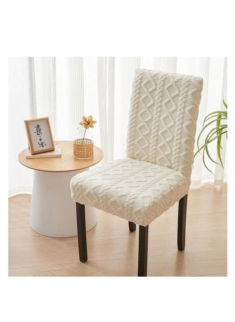 Jacquard dining chair covers - set of 6 chairs (off white)  - Image 2