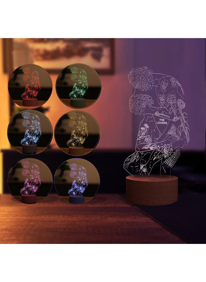 By-Lamp The Lovers Figured Decorative Gift Led Table Lamp | 7 Light Colors | Wooden Base  - Image 3