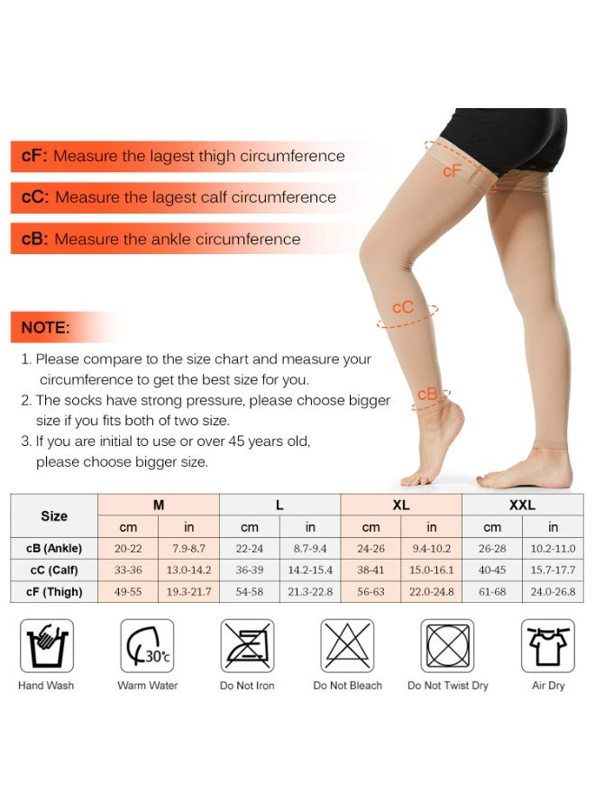 CMGTYYD 1 Pair Thigh High Compression Socks Men Women 20-30mmHg Compression Stockings Compression Sleeves for Varicose Vein Swelling L  - Image 3