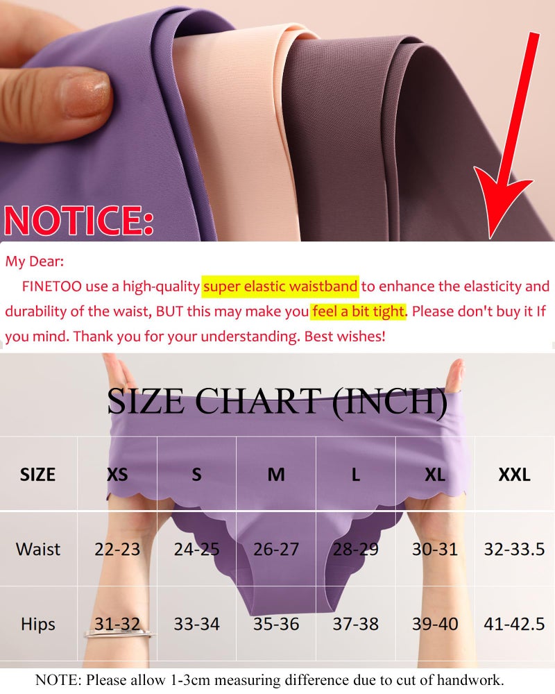FINETOO 6 pack Seamless Underwear for Women Sexy Low Rise Hipster Wave Edge No Show Bikini Panties Womens Cheeky S-XL - Image 4