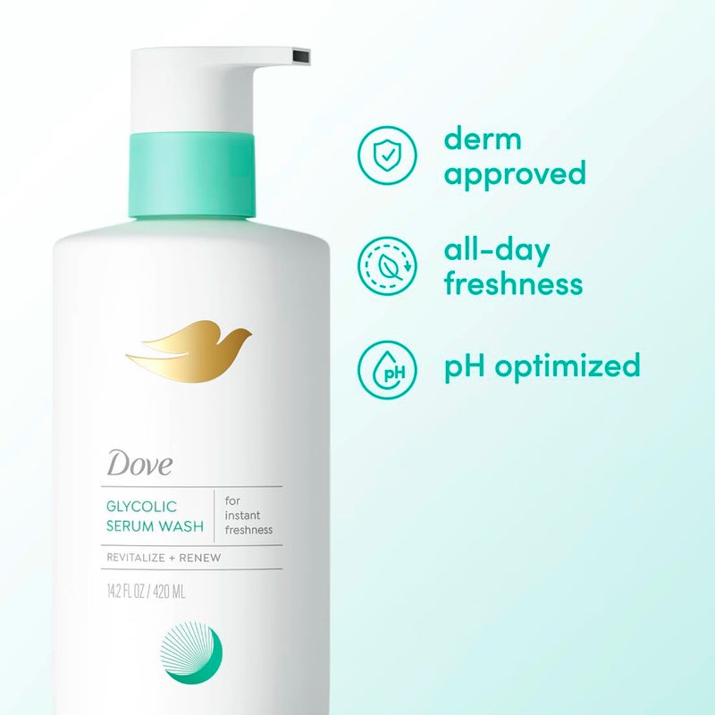 Dove Glycolic Serum Body Wash for Women - pH Optimized Feminine Wash For Skin Renewal & Odor Control, 14.2 oz - Image 5