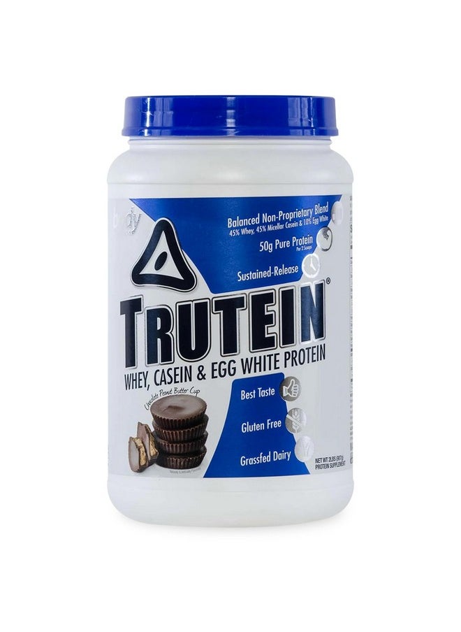 Body Nutrition - Body Nutrition Trutein High Protein Powder: 45% Whey, 45% Casein, 10% Egg White, Gluten-Free, Low Sodium, Grass Fed Whey Protein Powder, Gym Supplement & Breakfast Shake, Chocolate Peanut Butter, 2lb - Image 1
