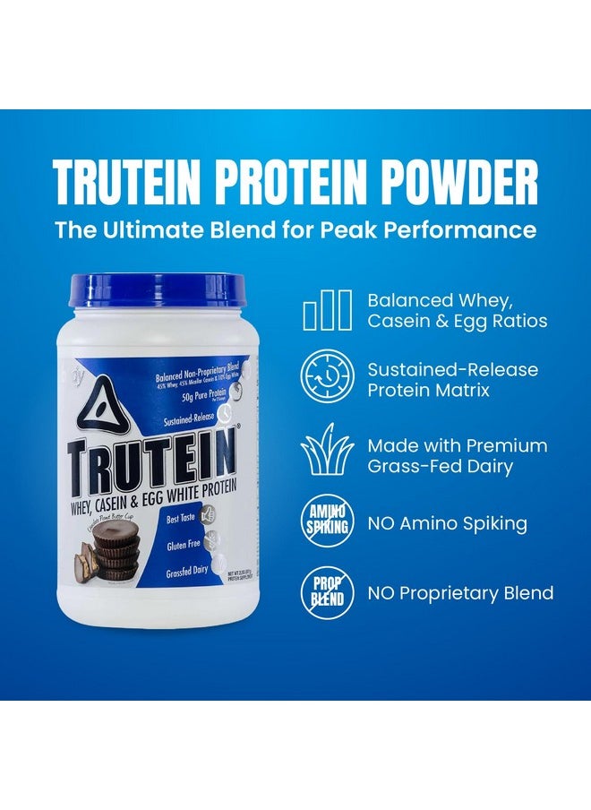 Body Nutrition - Body Nutrition Trutein High Protein Powder: 45% Whey, 45% Casein, 10% Egg White, Gluten-Free, Low Sodium, Grass Fed Whey Protein Powder, Gym Supplement & Breakfast Shake, Chocolate Peanut Butter, 2lb - Image 1