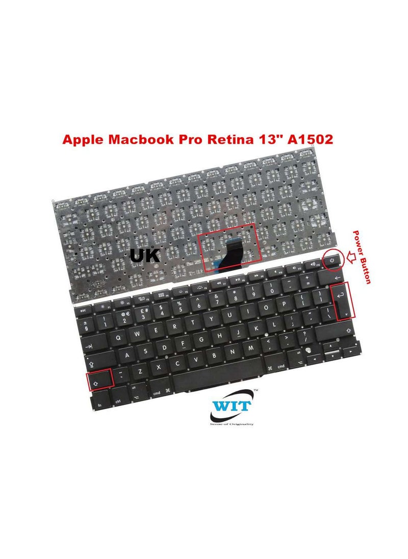 CSF laptop UK keyboard for App A1502 Macbook Pro RETINA 13 (2013 - 2014-2015) 