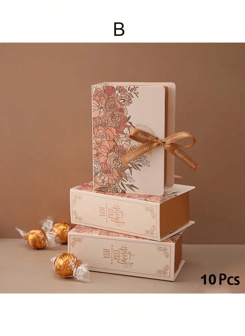 Generic 10pcs Book-Shaped Wedding Candy Boxes with Floral Design & Ribbon – Elegant and Creative Paper Gift Boxes for Chocolate, Sweets & Small Favors | Perfect for Weddings, Anniversaries, Birthdays, Valentine’s & Special Events | Decorative Treat Packaging  - Image 5