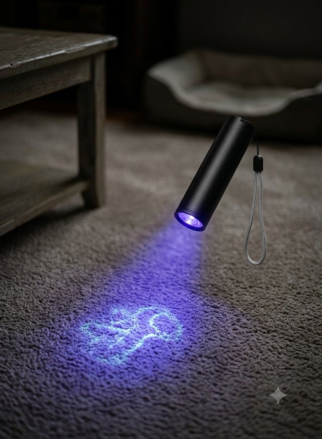 Home Care Mini UV Flashlight, Compact Ultraviolet Pocket Torch, USB-C Rechargeable, Aluminum Alloy Body, Tail Switch with Glow Indicator, Wrist Strap Included – Ideal for Pet Stain, Scorpion & Leak Detection - Image 5