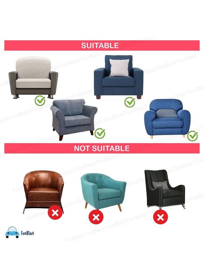 فنبلاست أغطية أريكة FunBlast - أغطية أريكة من قماش الجاكار لغرفة المعيشة، واقي أثاث مرن عالي الجودة، أغطية أريكة قابلة للتمدد مع تنورة مكشكشة (مقعد واحد، بني) - Image 4