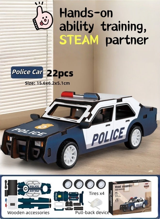 Saudi Select Engaging 3D Wooden Puzzle Police Car Toy - Hands-On STEM Learning & Fun Assembly Model Kit - Image 1