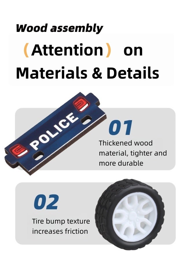 Saudi Select Engaging 3D Wooden Puzzle Police Car Toy - Hands-On STEM Learning & Fun Assembly Model Kit - Image 5