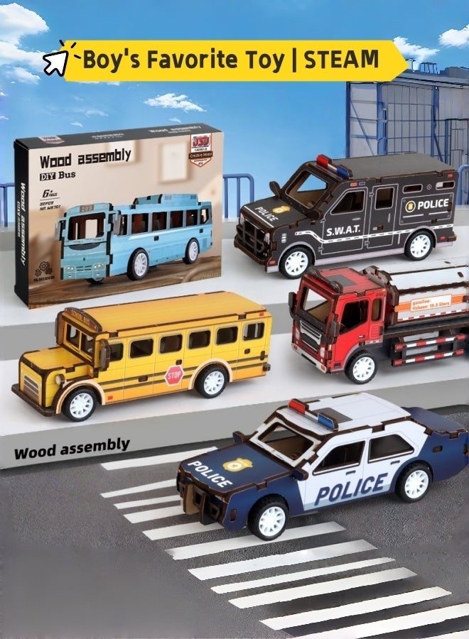 Saudi Select Engaging 3D Wooden Puzzle Police Car Toy - Hands-On STEM Learning & Fun Assembly Model Kit - Image 5