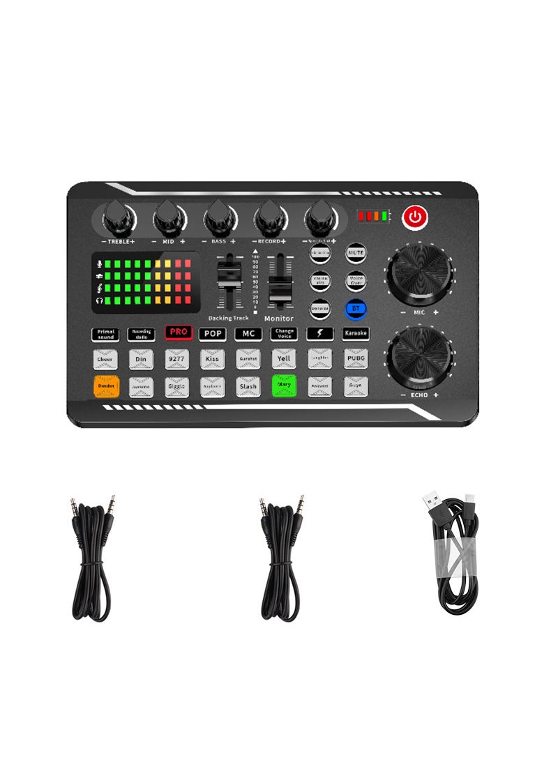 Generic Cross-border English version F998 live broadcast sound card equipment mobile phone computer universal condenser microphone bracket full set F998 sound card standard 