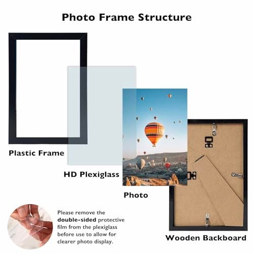 JCJMY 6x9 Picture Frame Set of 2 Black for Wall Hanging or Tabletop- Wall Mounting Horizontally or Vertically, 6 x 9 Wall Gallery Poster Photo Frame for 6 by 9 Photo,2 Pack, Black - Image 2