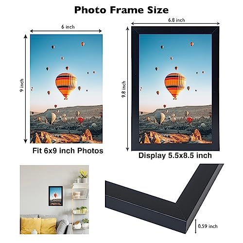 JCJMY 6x9 Picture Frame Set of 2 Black for Wall Hanging or Tabletop- Wall Mounting Horizontally or Vertically, 6 x 9 Wall Gallery Poster Photo Frame for 6 by 9 Photo,2 Pack, Black - Image 3