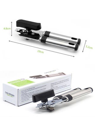 3-in-1 Professional Can Opener Handheld, Kitchen Heavy Duty Manual Can Opener Anti-slip Hand Grip, Smooth Edge with Stainless Steel Sharp Blade, Ergonomic and Easy to Use, with Large Turn Knob, Black - view 3