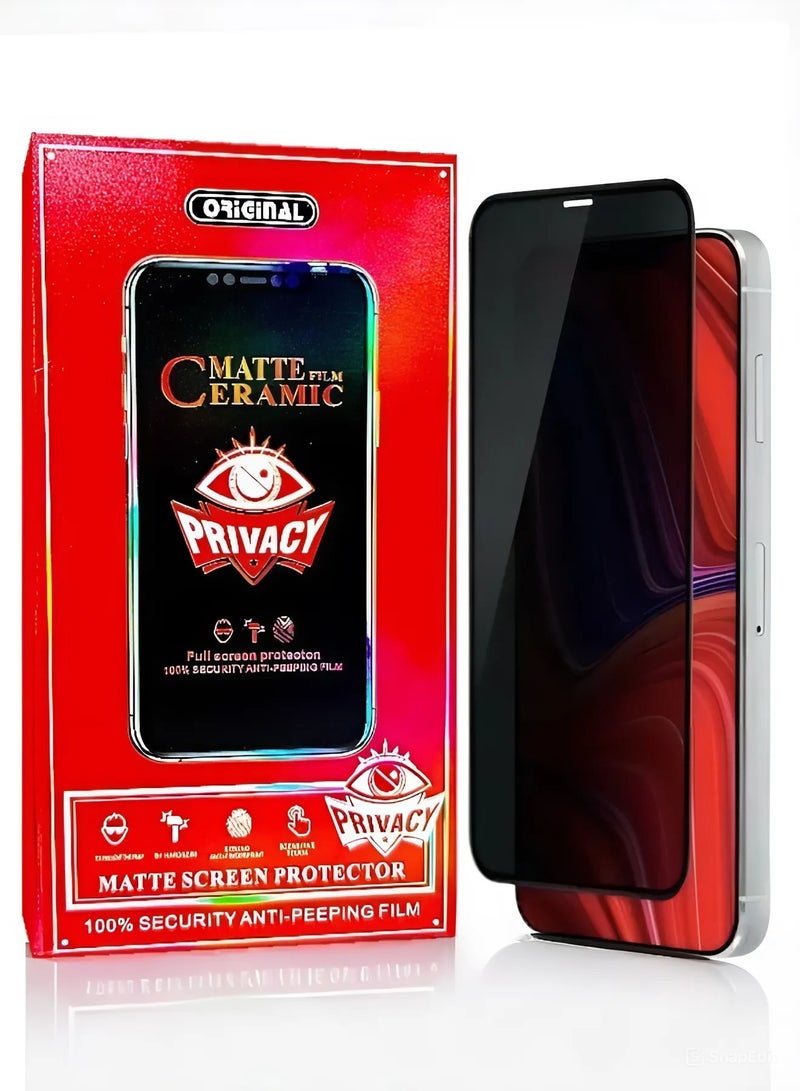 واقي شاشة سيراميك مطفي مضاد للتجسس لـ آيفون 15 (iPhone 15) لحماية الخصوصية (ضد البصمة) أصلي, حماية قصوى للشاشة من الخدوش والكسر - Image 1