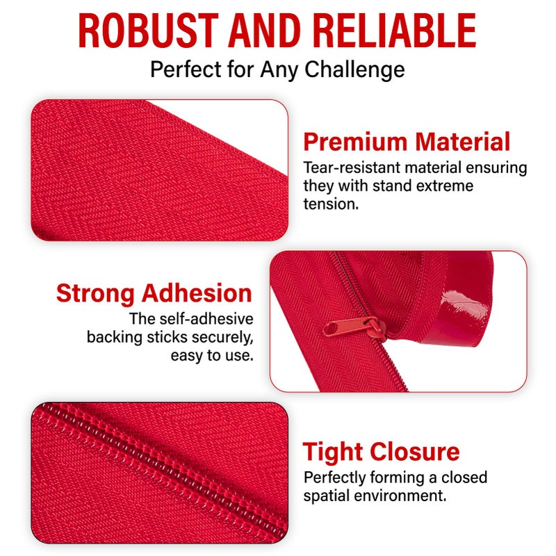 ANWEOR Heavy Duty Zipper Door for Dust Barriers,2 Rolls Self-Adhesive Dust Zipper for Plastic Sheeting,7ft x 3in Tarp Zipper Door for Greenhouses,Construction,Carpentry,Renovation,Wall Building - Image 3