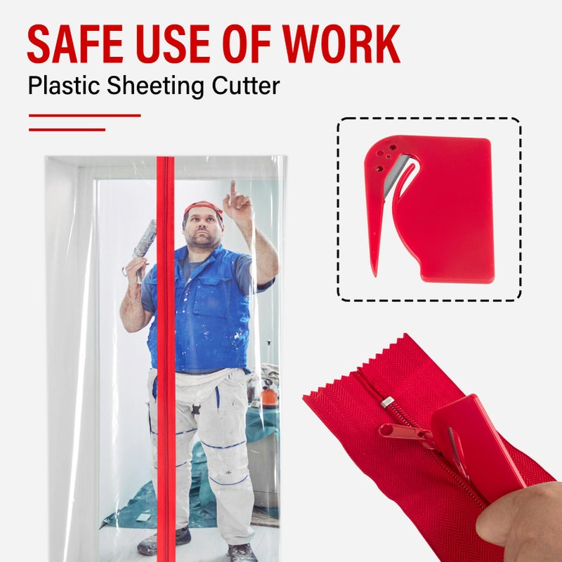 ANWEOR Heavy Duty Zipper Door for Dust Barriers,2 Rolls Self-Adhesive Dust Zipper for Plastic Sheeting,7ft x 3in Tarp Zipper Door for Greenhouses,Construction,Carpentry,Renovation,Wall Building - Image 5