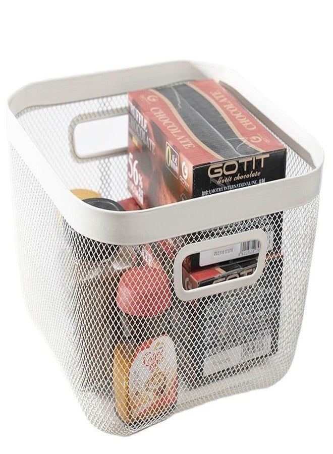 BLISS START Metal Wire Basket |Storage Basket Fot Fruits, Books|Mesh Open Storage Bin|Storage Organizer| - White (Pack of 1) - Image 3