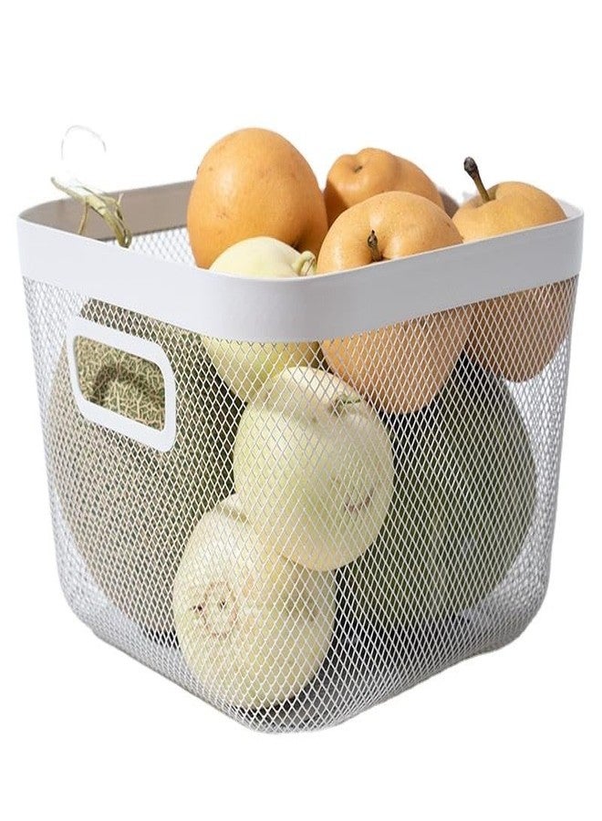 BLISS START Metal Wire Basket |Storage Basket Fot Fruits, Books|Mesh Open Storage Bin|Storage Organizer| - White (Pack of 1) - Image 2