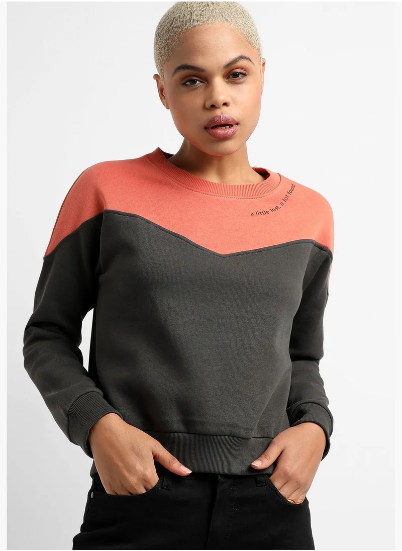 Campus Sutra Color block Sweatshirt