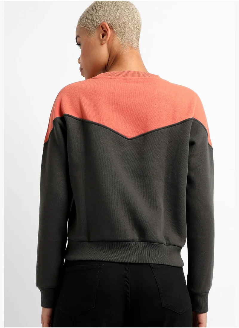 Campus Sutra Color block Sweatshirt