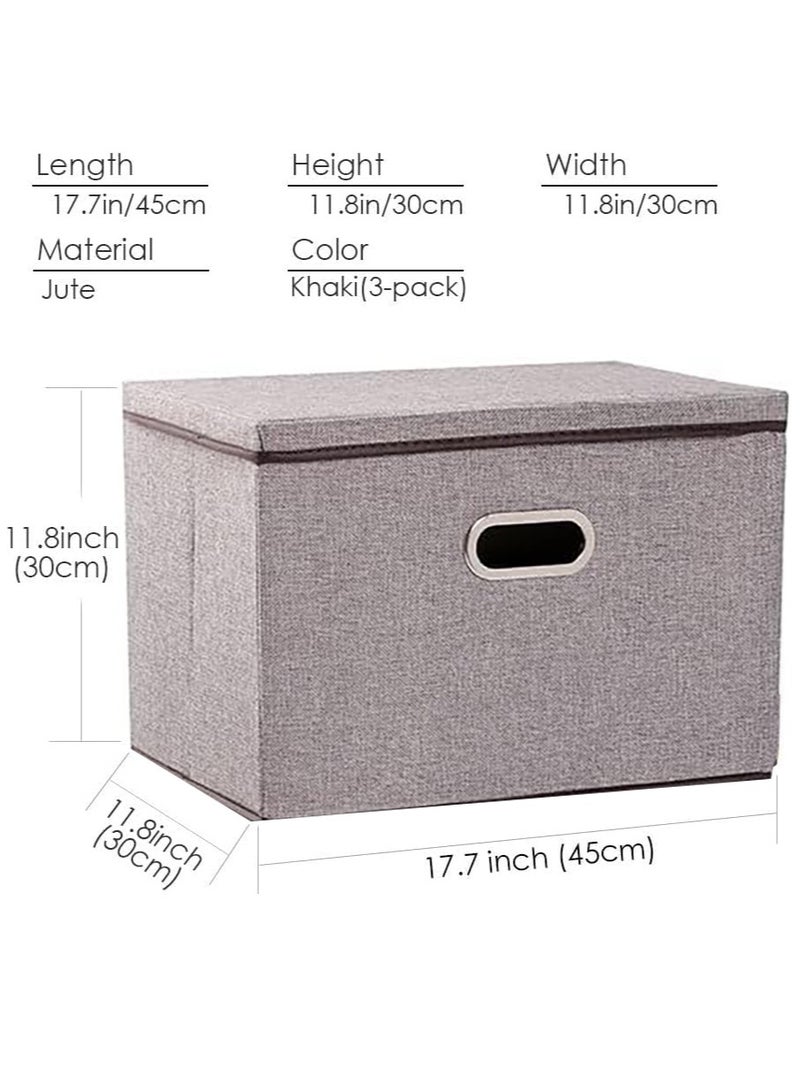Clothes Organizer Drawer with Cover Foldable Fabric Storage Boxes Cloth Storage Organizer Drawer Storage Cubes Wardrobe Clothes Organizer Toys Storage Bin for Underwear Socks (Grey-3Pcs) - Image 3