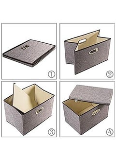 Generic Clothes Organizer Drawer with Cover Foldable Fabric Storage Boxes Cloth Storage Organizer Drawer Storage Cubes Wardrobe Clothes Organizer Toys Storage Bin for Underwear Socks (Grey-3Pcs)  - Image 4