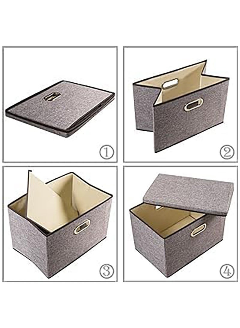 Clothes Organizer Drawer with Cover Foldable Fabric Storage Boxes Cloth Storage Organizer Drawer Storage Cubes Wardrobe Clothes Organizer Toys Storage Bin for Underwear Socks (Grey-3Pcs) - Image 4