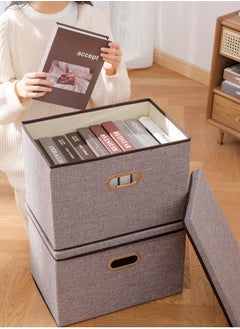 Generic Clothes Organizer Drawer with Cover Foldable Fabric Storage Boxes Cloth Storage Organizer Drawer Storage Cubes Wardrobe Clothes Organizer Toys Storage Bin for Underwear Socks (Grey-3Pcs)  - Image 2