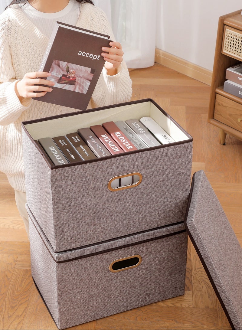 Clothes Organizer Drawer with Cover Foldable Fabric Storage Boxes Cloth Storage Organizer Drawer Storage Cubes Wardrobe Clothes Organizer Toys Storage Bin for Underwear Socks (Grey-3Pcs) - Image 2