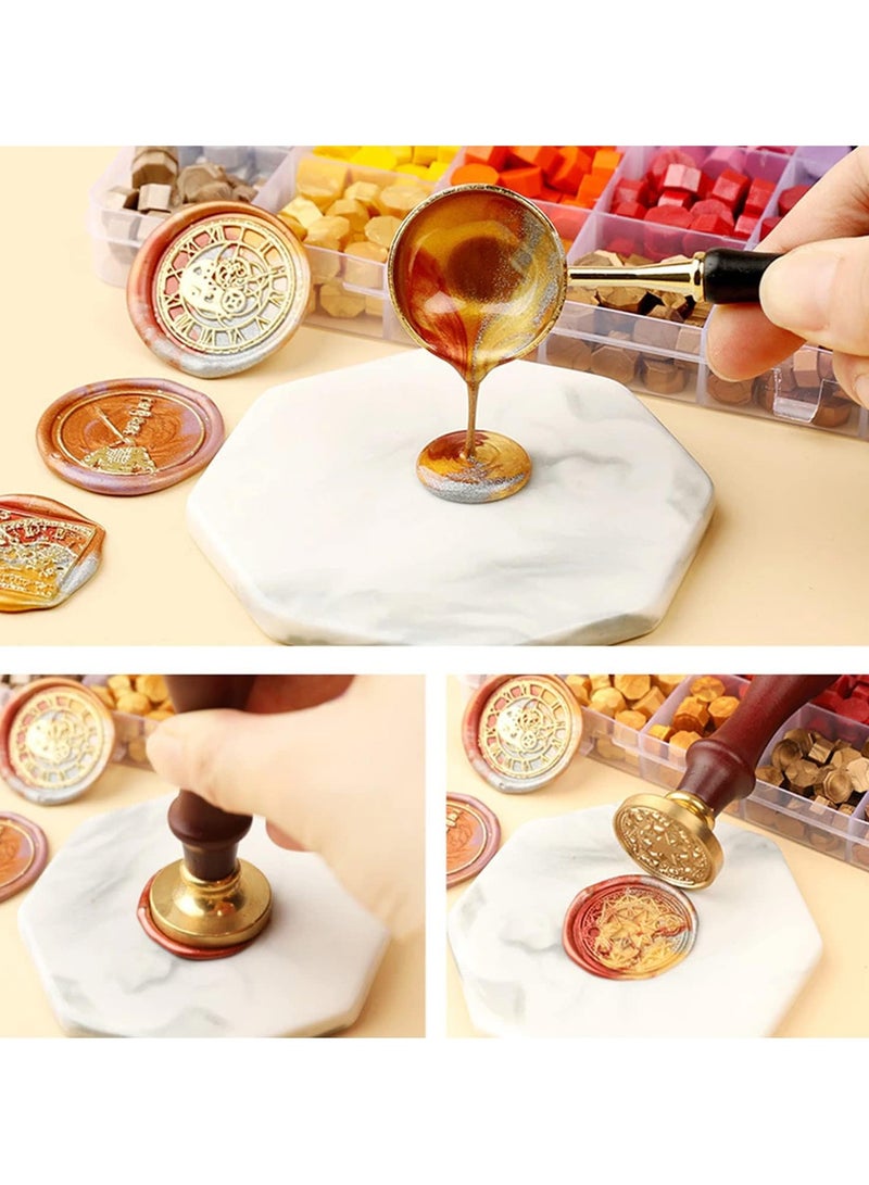 Alissa 600PCS Wax Seal Stamp Kit – Multicolor Beads, Tea Candles & Spoon in Organizer Box – Vintage Sealing Wax Set for Envelopes, Invitations, Weddings & DIY Crafts - Image 2