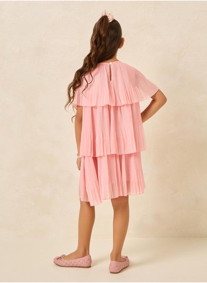 Styli Layered Keyhole Back Pleated Detail Dress  - Image 5