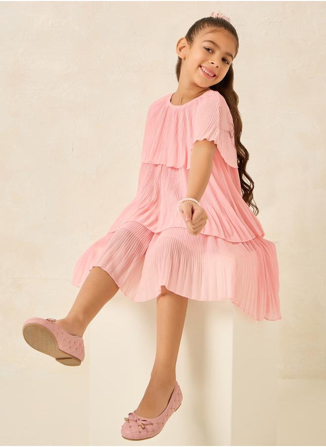 Styli Layered Keyhole Back Pleated Detail Dress  - Image 1