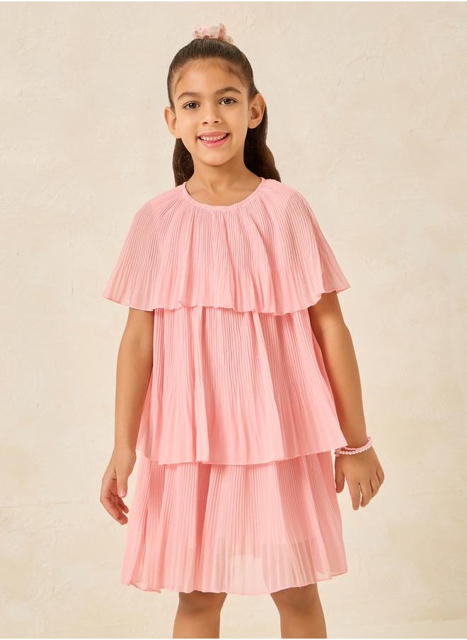 Styli Layered Keyhole Back Pleated Detail Dress  - Image 3